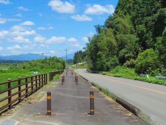 歩道を進む