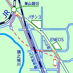 宮崎町から向田町への消失部分の地図