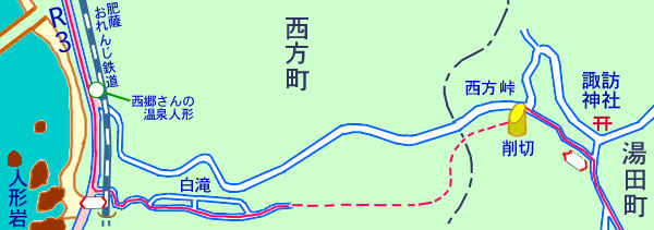 西方町の消失部分の地図